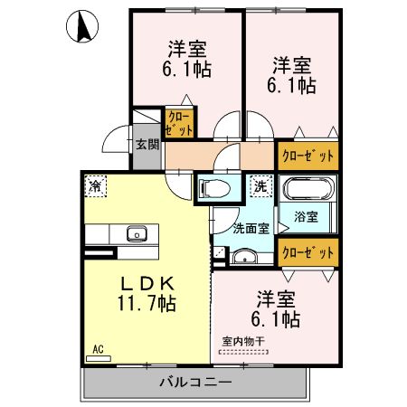 名古屋市中川区大山町のアパートの間取り