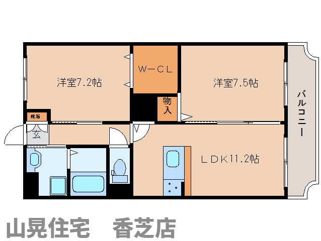 香芝市穴虫のマンションの間取り