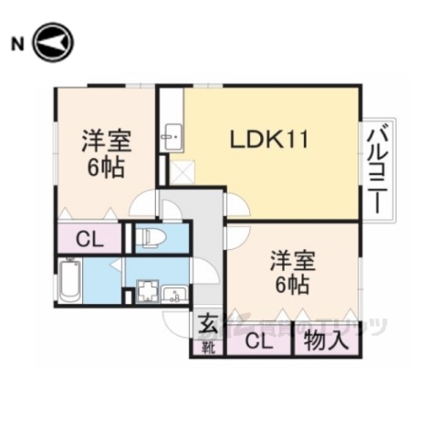 綾部市青野町のアパートの間取り