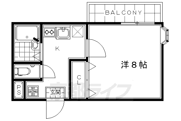 京都市東山区妙法院前側町のマンションの間取り