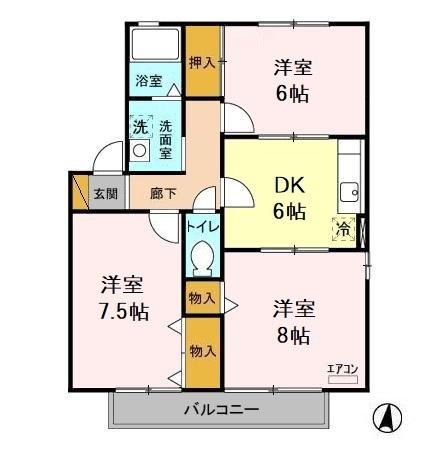 ひたちなか市大字中根のアパートの間取り