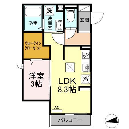 松江市乃木福富町のアパートの間取り