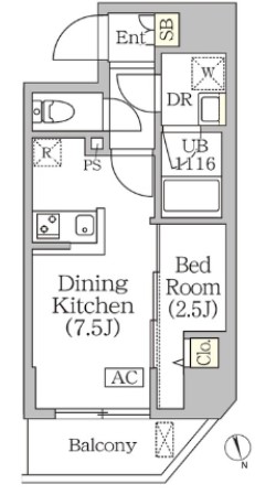 【中央区明石町のマンションの間取り】