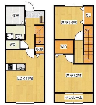 岡山市北区西辛川のアパートの間取り