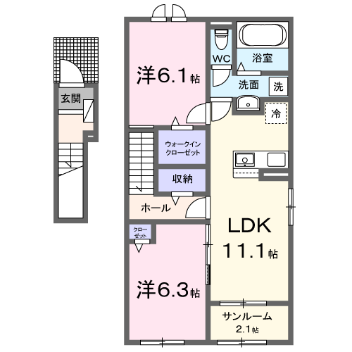 クレメント高岡Ａの間取り