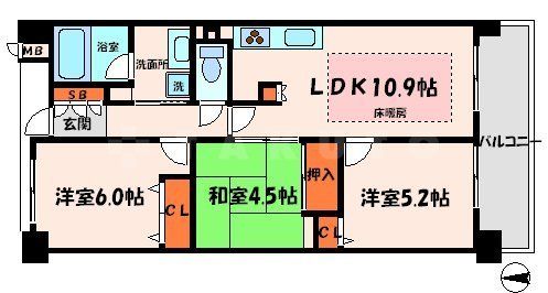 守口市大日東町のマンションの間取り