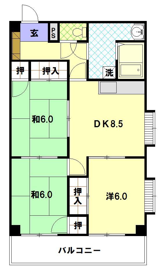 グランドハイツ岩見の間取り