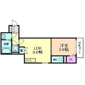 大阪市東淀川区北江口のアパートの間取り