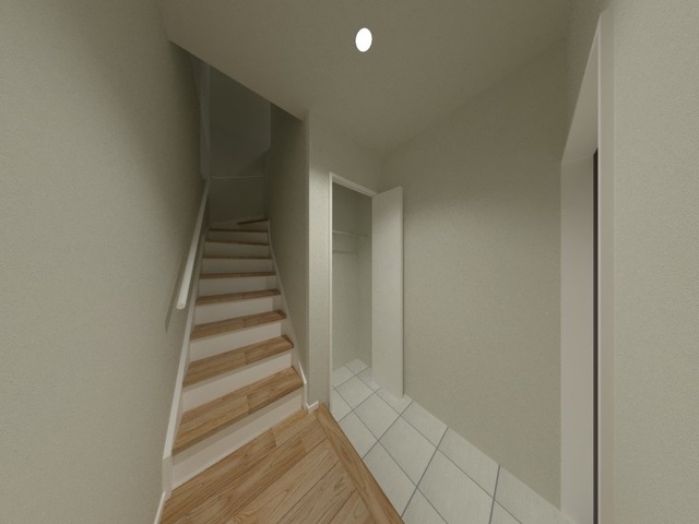 玄関　完成イメージのパースとなります。