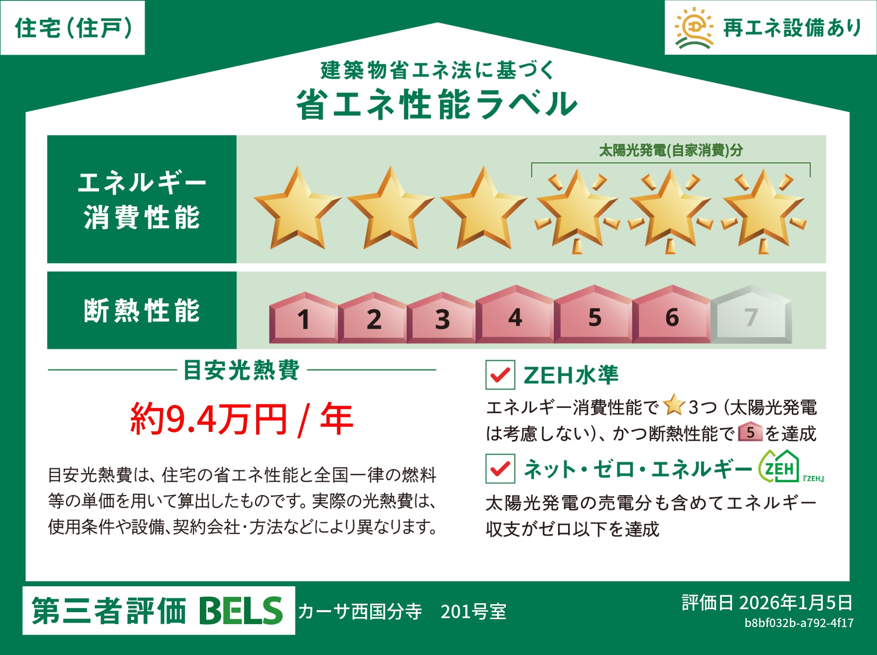 省エネ性能ラベル　ZEH-M対応で省エネ