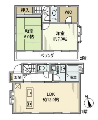 京王井の頭線 富士見ケ丘駅 徒歩4分 2階建 築34年の間取り写真