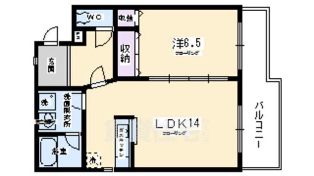 地下鉄烏丸線 北大路駅 徒歩24分 3階建 築36年の間取り写真