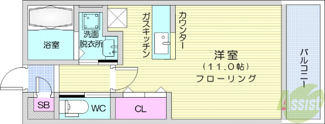 仙台市太白区萩ケ丘のアパートの間取り