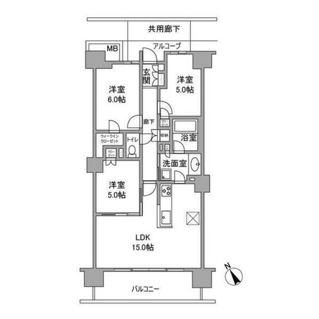 明石市大久保町ゆりのき通のマンションの間取り