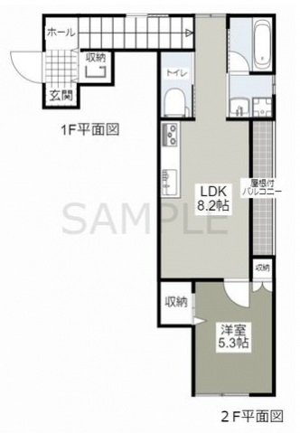 岡山市北区奥田西町のアパートの間取り