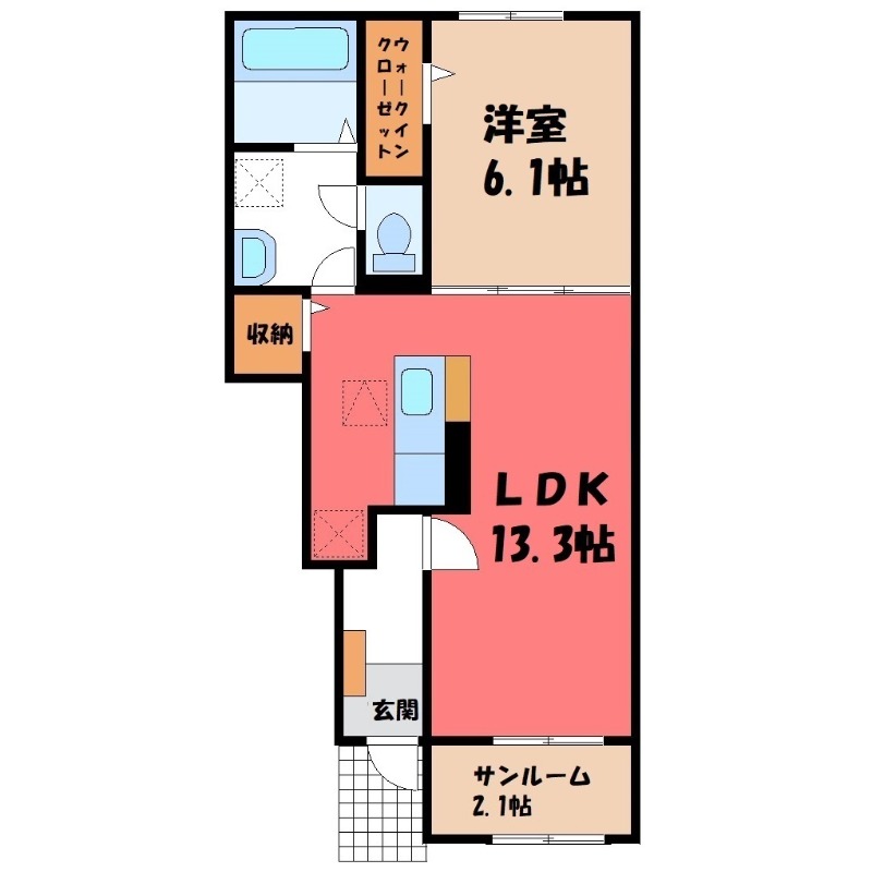 太田市飯塚町のアパートの間取り