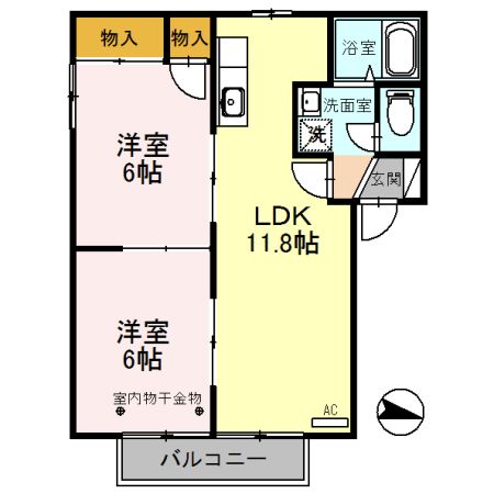 パティオ渕町　A棟の間取り