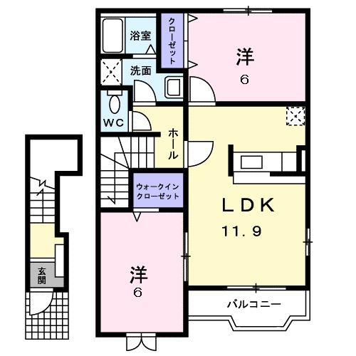 三原市中之町のアパートの間取り