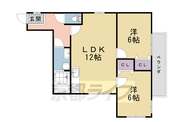 京都市伏見区中島秋ノ山町のマンションの間取り