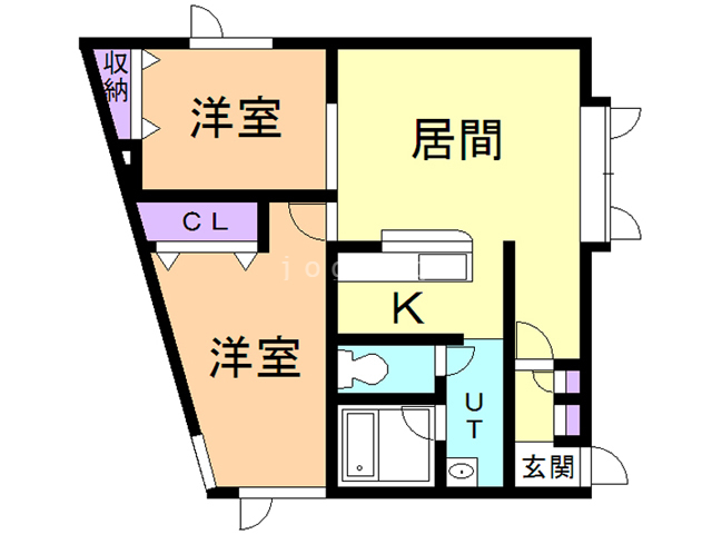 旭川市三条通のアパートの間取り