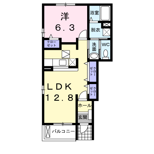 サニーフラットたかせ　DKの間取り