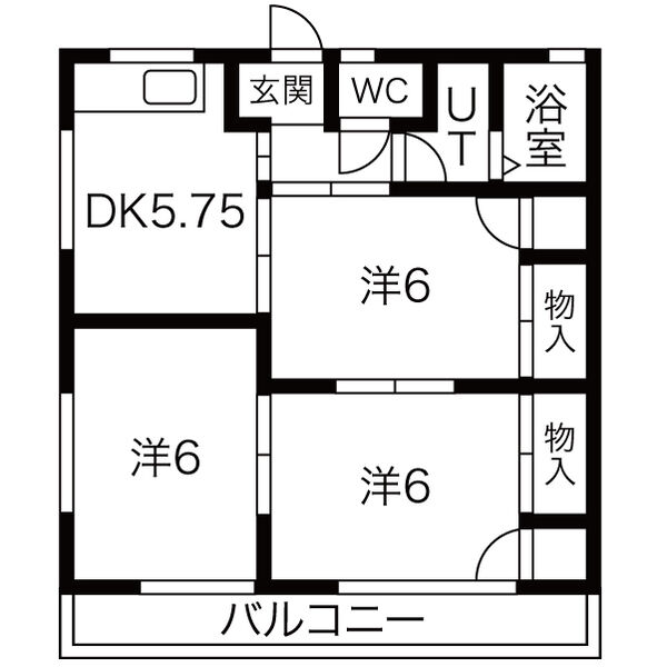 栗木山ハイツ2棟の間取り