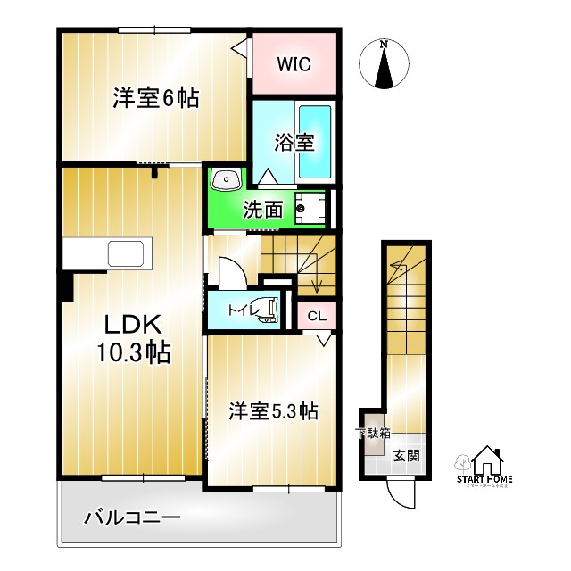 パークアクシスＥＡＳＴ　Ｄの間取り