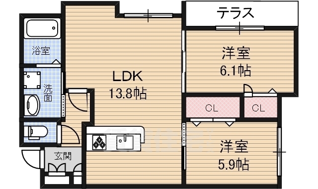 堺市堺区緑ヶ丘北町のアパートの間取り