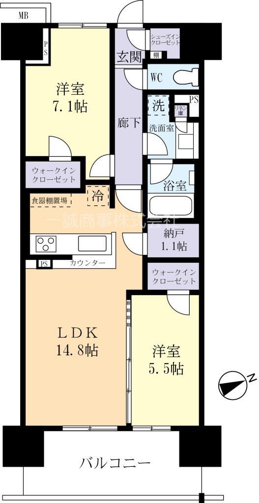 パークホームズ土浦３０３号室の間取り