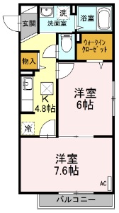 小田原市鴨宮のアパートの間取り