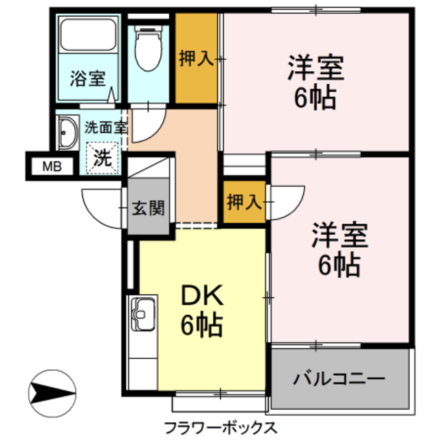 伊勢原市東成瀬のアパートの間取り