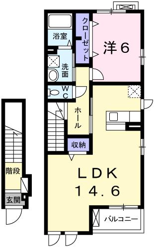 姫路市北原のアパートの間取り