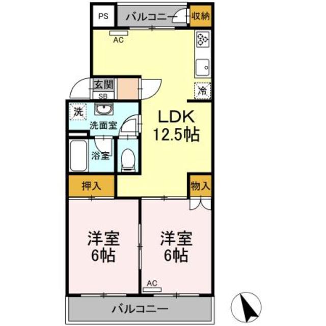 川崎市宮前区有馬のマンションの間取り