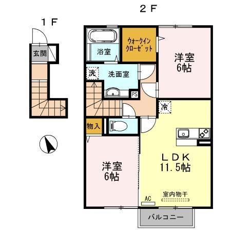 富山市高畠町のアパートの間取り