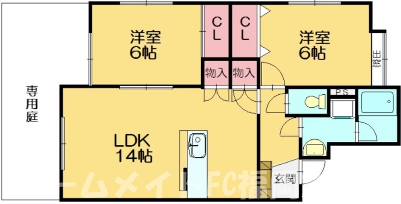 糟屋郡篠栗町大字尾仲のアパートの間取り