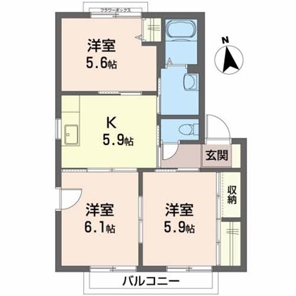 シャーメゾン馬見ヶ崎Ｂの間取り