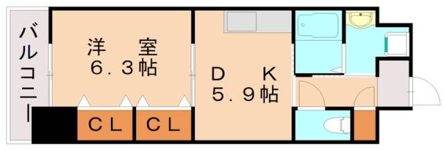 ＪＲ鹿児島本線 黒崎駅 徒歩5分 14階建 築16年の間取り写真