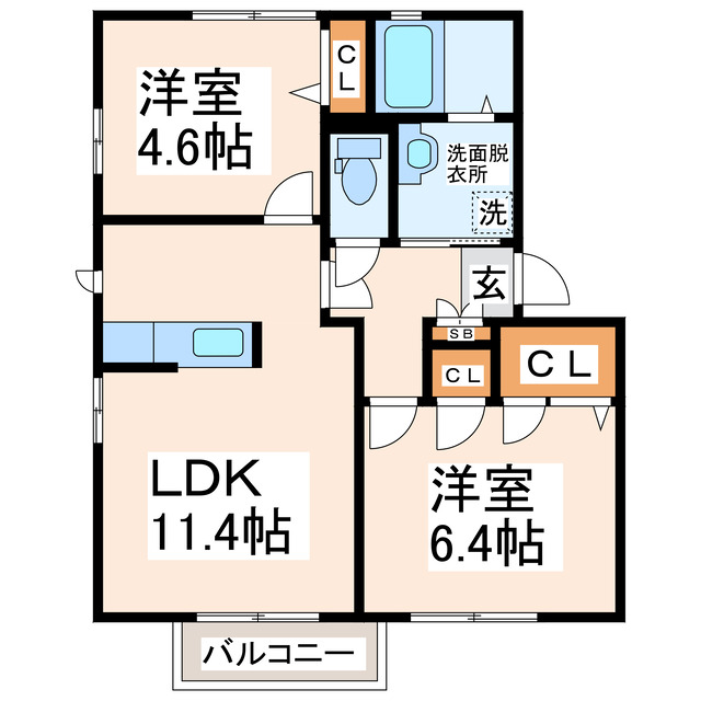 上益城郡益城町大字広崎のアパートの間取り