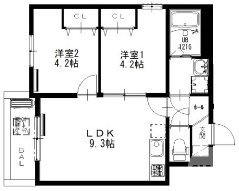 堺市東区南野田のアパートの間取り