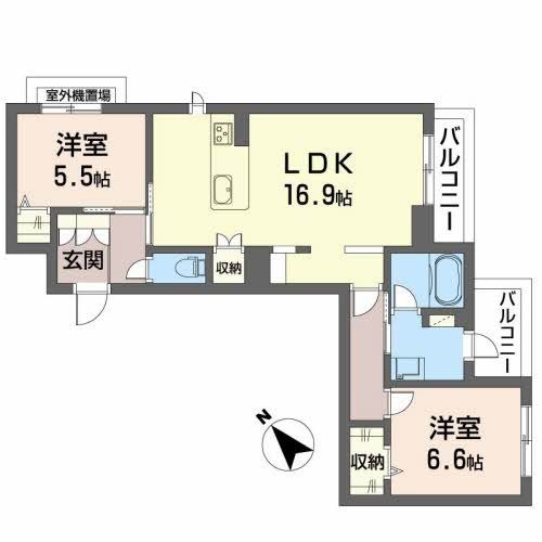 鹿児島市東谷山のマンションの間取り