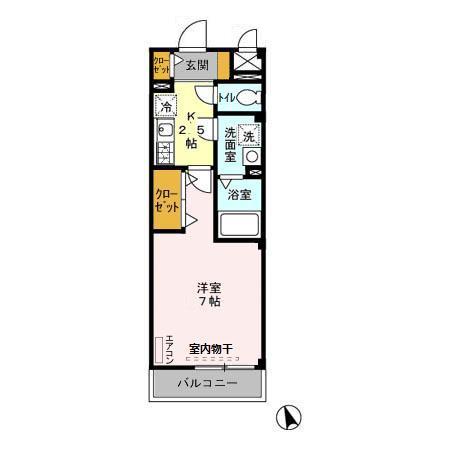 袖ケ浦市長浦駅前のアパートの間取り