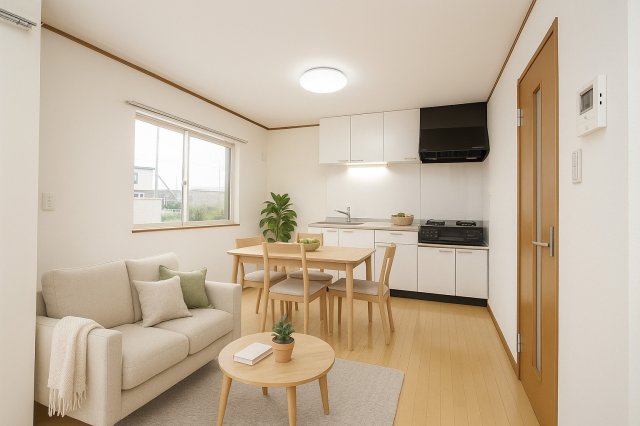 居室・リビング　バーチャルステージングの写真となります。家具家電等は付帯しま