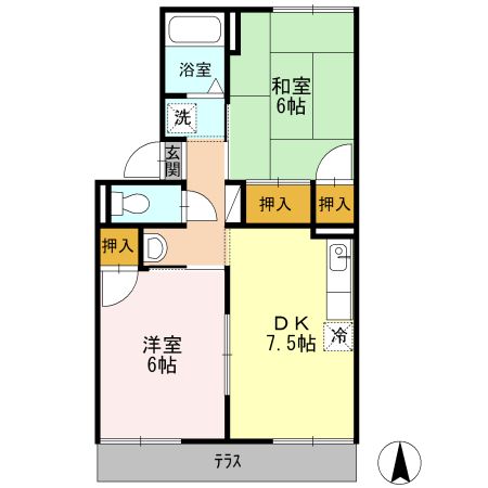 プレジール小野　D棟の間取り