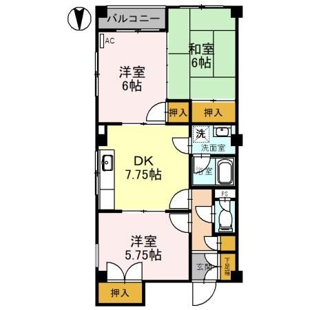 金沢市有松のマンションの間取り