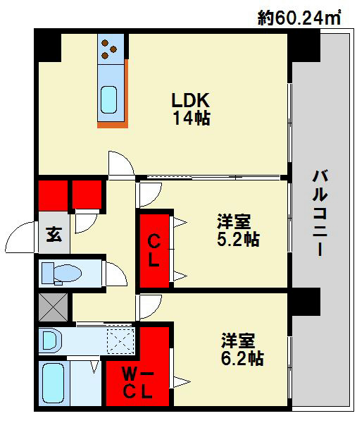 フェリシエ京町の間取り