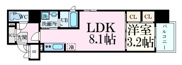 広島市南区宇品海岸のマンションの間取り