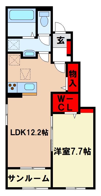 三井郡大刀洗町大字鵜木のアパートの間取り