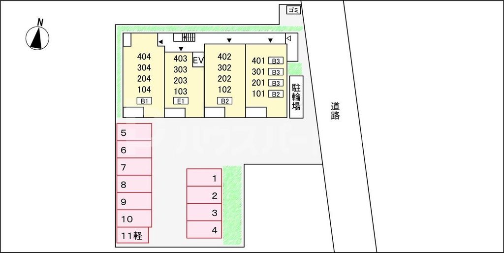 【フォレスト　ラコの駐車場】