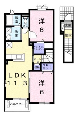 【高松市元山町のアパートの間取り】