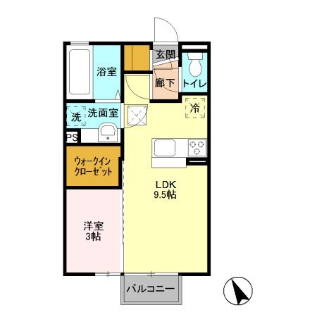 プランドール輝 Aの間取り写真